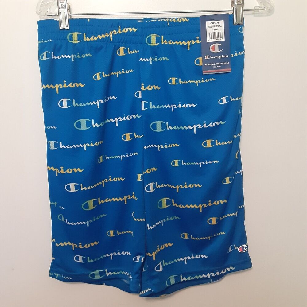 Champion Youth Athletic Shorts Basketball Blue Mesh Boys 18/20